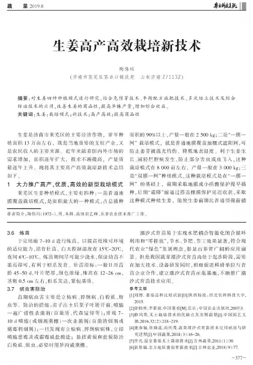 生姜高产高效栽培新技术