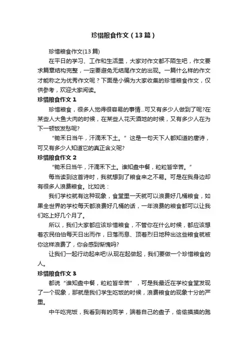 珍惜粮食作文（13篇）