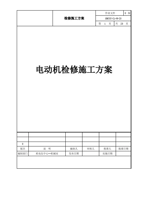 低压电动机检修方案