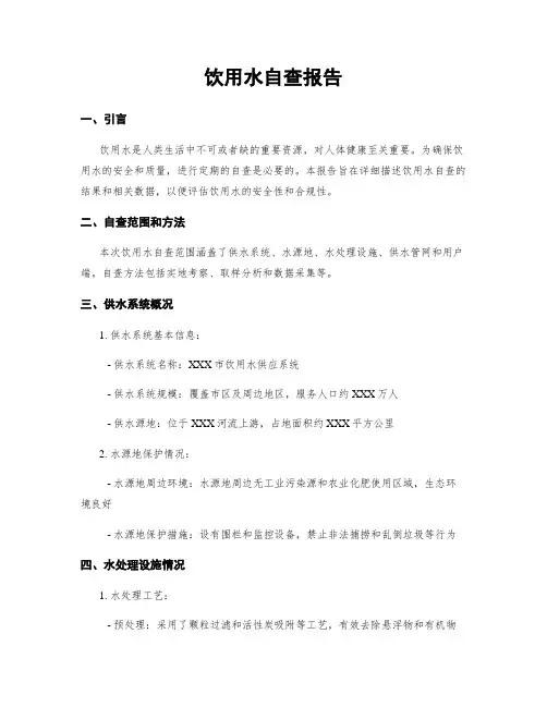 饮用水自查报告