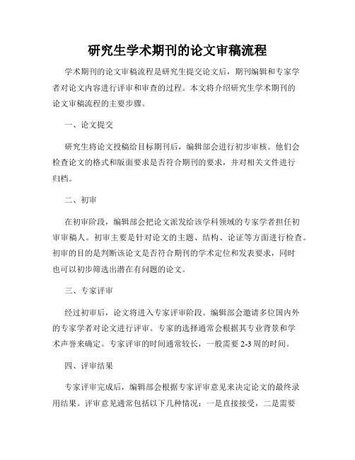 研究生学术期刊的论文审稿流程