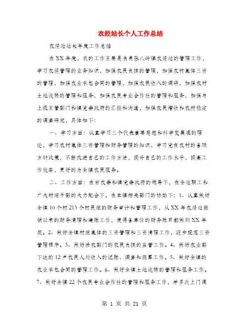 农经站长个人工作总结(多篇范文)