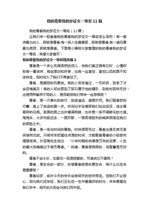 我的青春我的梦征文一等奖11篇