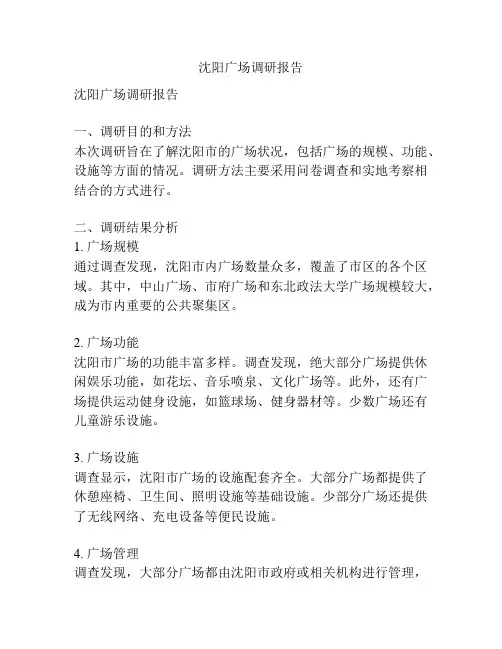 沈阳广场调研报告
