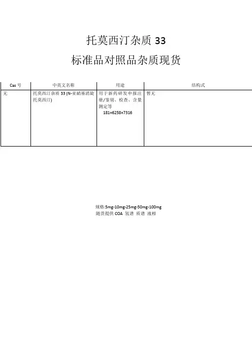 托莫西汀杂质33  标准品对照品杂质现货