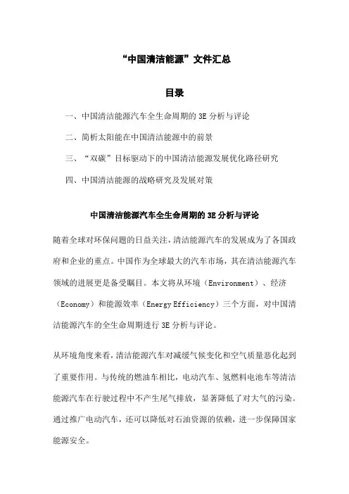 “中国清洁能源”文件汇总