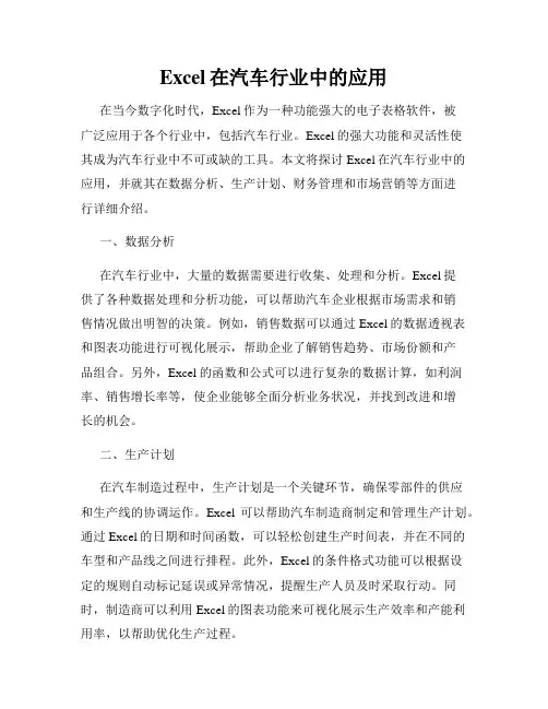 Excel在汽车行业中的应用