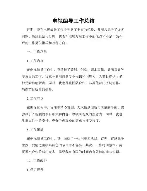 电视编导工作总结