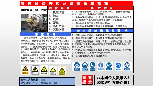 岗位危险源风险告知标识牌(钳工作业)
