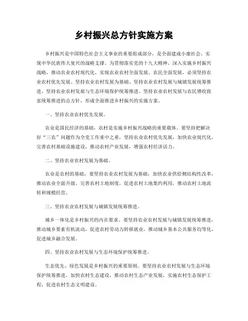 乡村振兴总方针实施方案