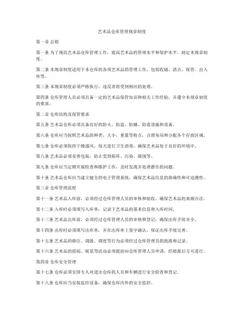 艺术品仓库管理规章制度
