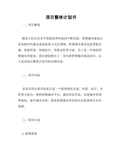 项目整体计划书