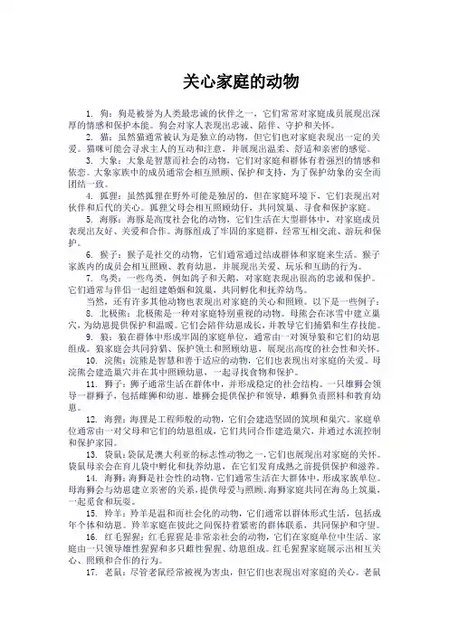 关心家庭的动物