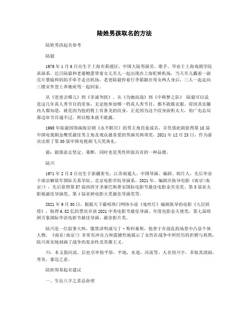陆姓男孩取名的方法