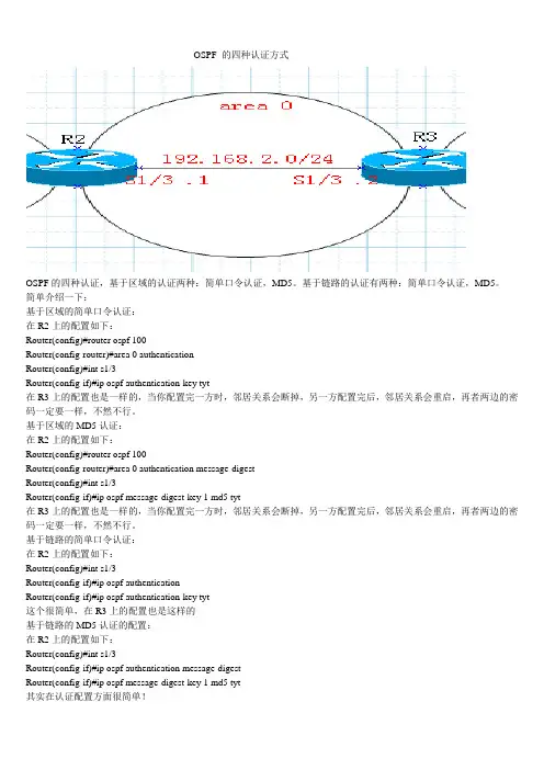 OSPF 的四种认证方式总结