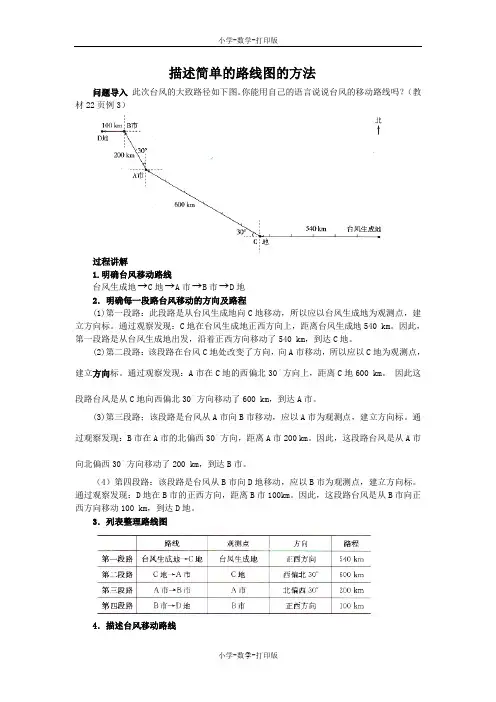 人教版-数学-六年级上册-《位置与方向(二)》知识讲解 描述简单的路线图的方法