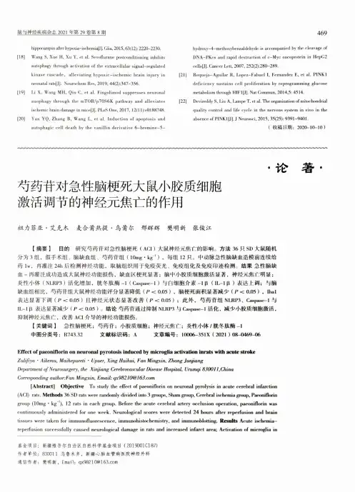 芍药苷对急性脑梗死大鼠小胶质细胞激活调节的神经元焦亡的作用
