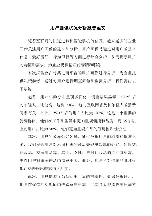 用户画像情况分析报告范文