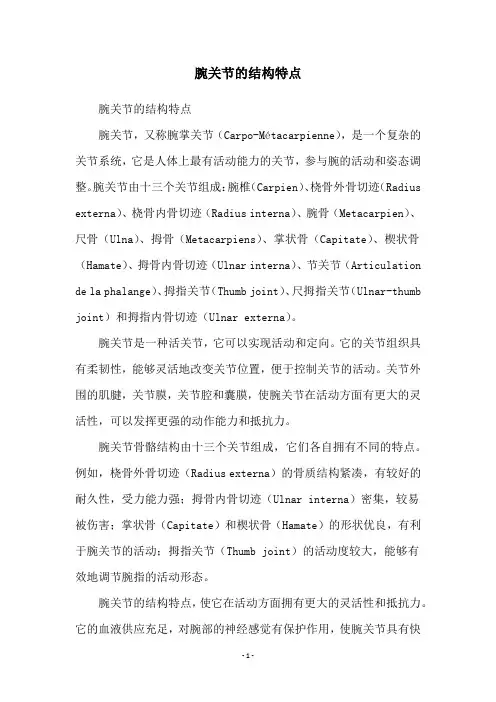 腕关节的结构特点