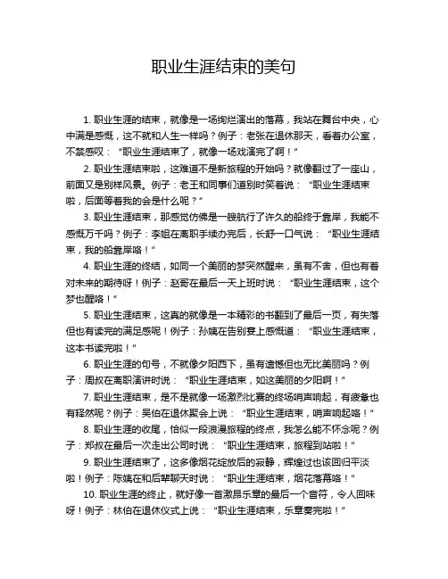 职业生涯结束的美句