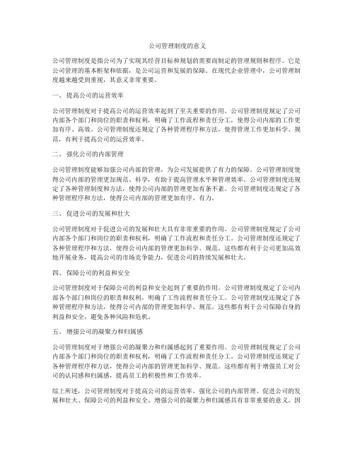 公司管理制度的意义