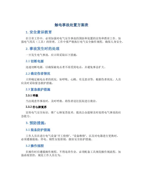 触电事故处置方案表