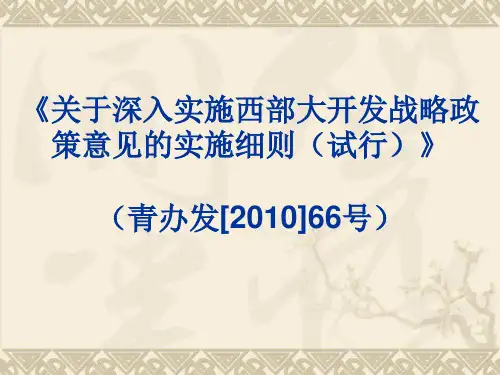 《关于深入实施西部大开发战略政策意见的实施细则(试行