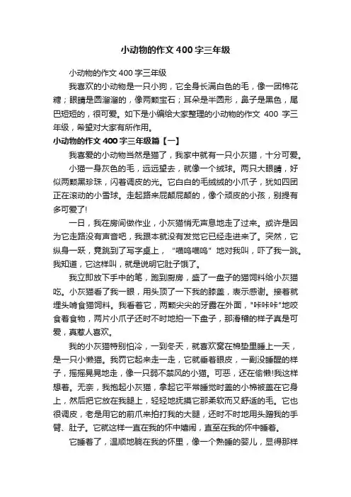 小动物的作文400字三年级