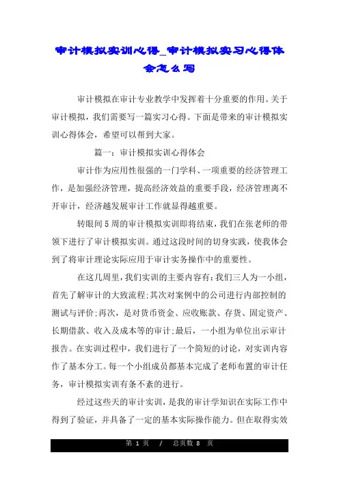 审计模拟实训心得_审计模拟实习心得体会怎么写.doc