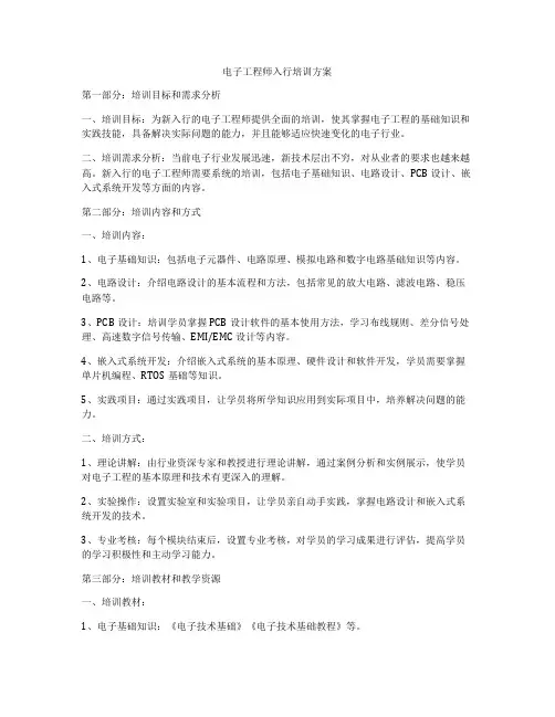 电子工程师入行培训方案