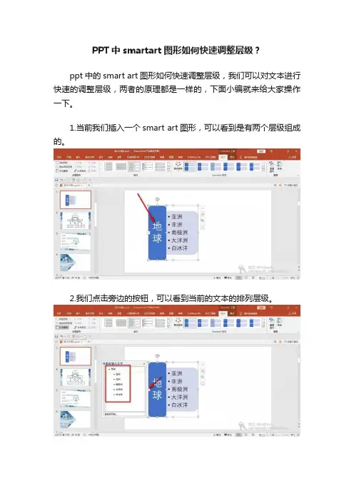 PPT中smartart图形如何快速调整层级？