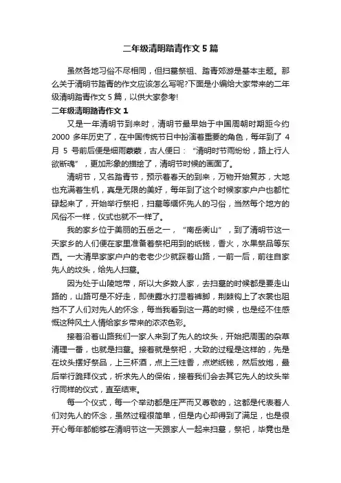 二年级清明踏青作文5篇