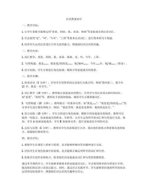 汉语教案初中