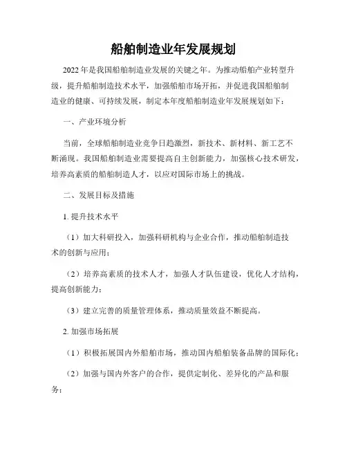 船舶制造业年发展规划
