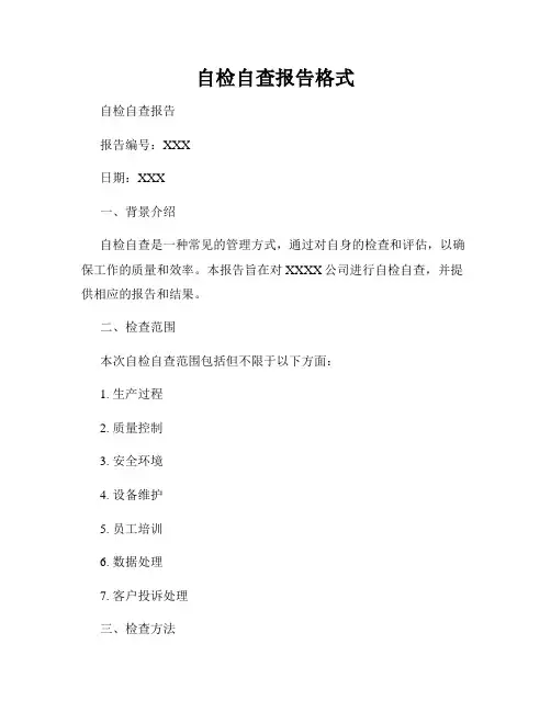 自检自查报告格式