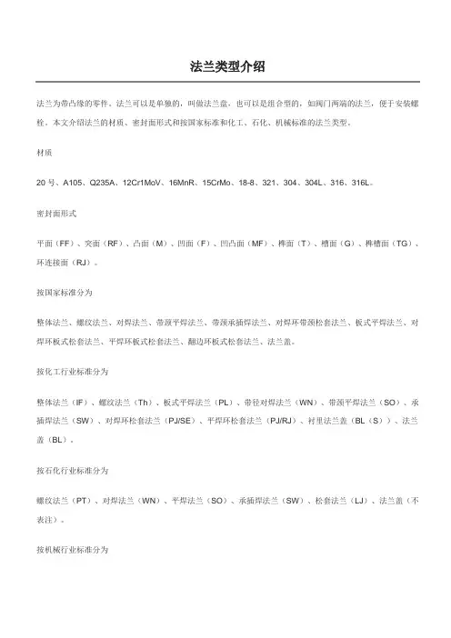 法兰类型介绍解析