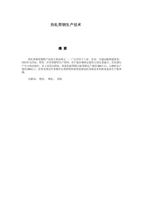 热轧带钢生产技术
