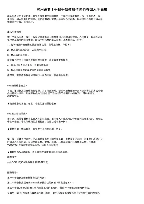实用必看！手把手教你制作进销存出入库表格