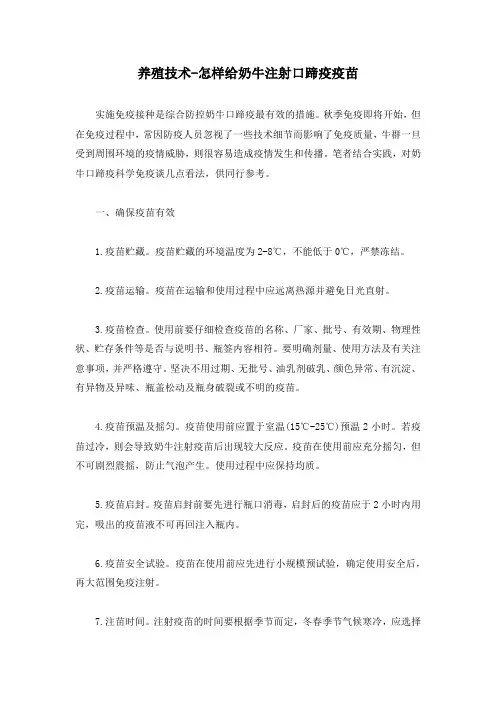 养殖技术-怎样给奶牛注射口蹄疫疫苗