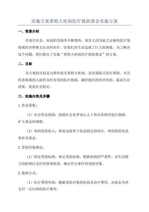 实施方案重特大疾病医疗救助基金实施方案