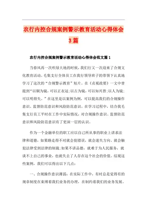 农行内控合规案例警示教育活动心得体会3篇