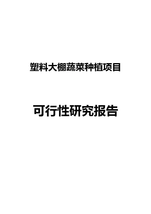 大棚蔬菜种植项目可行性研究报告