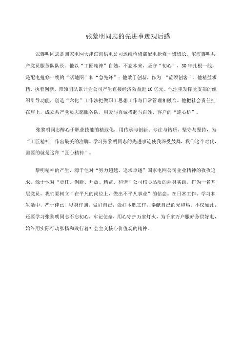张黎明先进事迹观后感
