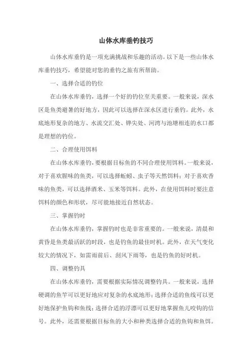 山体水库垂钓技巧