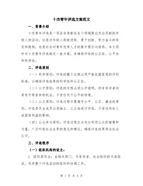 十杰青年评选方案范文