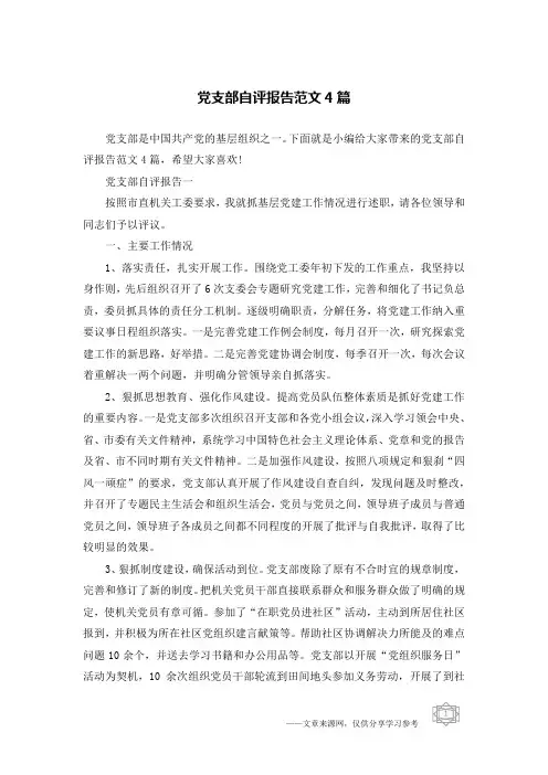 党支部自评报告范文4篇