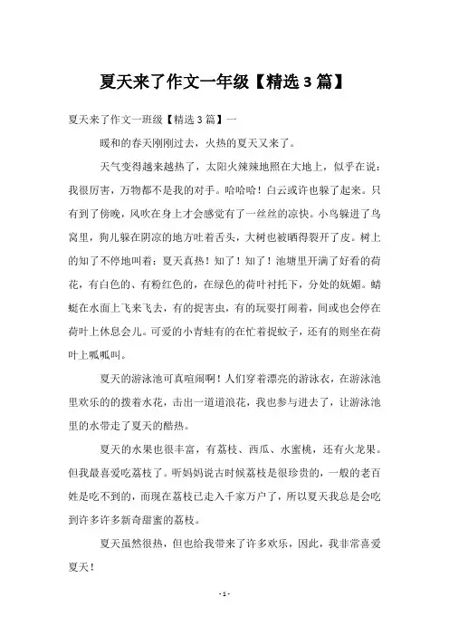 夏天来了作文一年级【3篇】