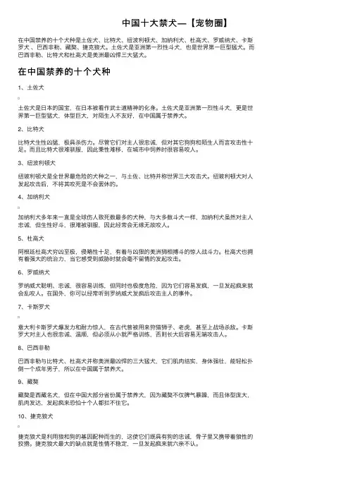 中国十大禁犬—【宠物圈】