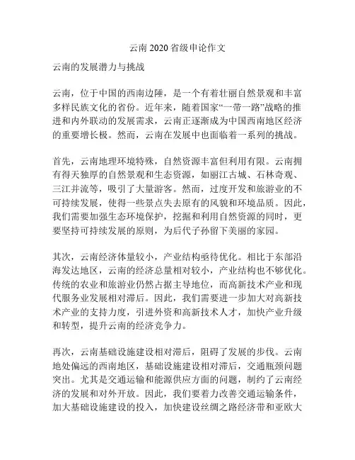 云南2020省级申论作文