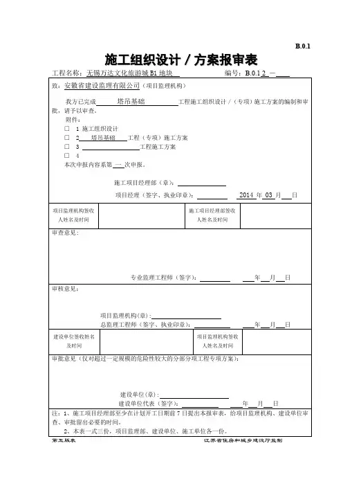 B.0.1 施工组织设计、方案报审表